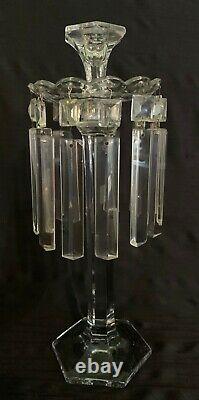 Pair Of Rare Antique Glass Mantle Luster Candleholders, Girandoles 16