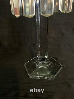 Pair Of Rare Antique Glass Mantle Luster Candleholders, Girandoles 16