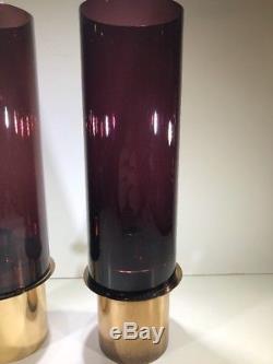 Pair Of Rare Hans Agne Jakobsson Mid Century Glass Candle Holder L40 Sweden 50s