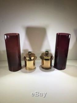 Pair Of Rare Hans Agne Jakobsson Mid Century Glass Candle Holder L40 Sweden 50s