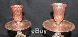 Pair Of Salviati Swan Candleholders 3 Color Venetian Murano