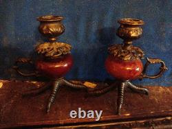 Pair Of Victorian Claw Foot Candlesticks