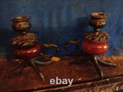 Pair Of Victorian Claw Foot Candlesticks
