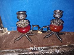 Pair Of Victorian Claw Foot Candlesticks