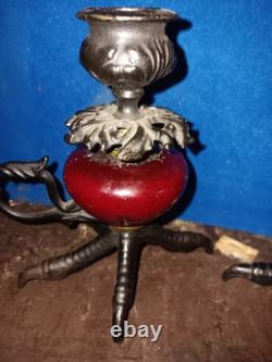 Pair Of Victorian Claw Foot Candlesticks
