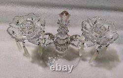 Pair Of Vintage Candle Holder Set w Bobeches Cups w Crystal Prisms