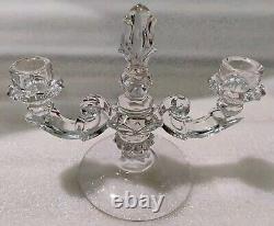 Pair Of Vintage Candle Holder Set w Bobeches Cups w Crystal Prisms