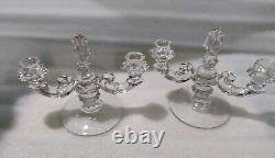 Pair Of Vintage Candle Holder Set w Bobeches Cups w Crystal Prisms