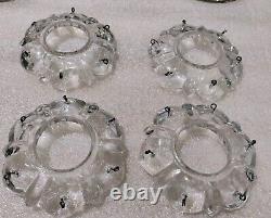 Pair Of Vintage Candle Holder Set w Bobeches Cups w Crystal Prisms