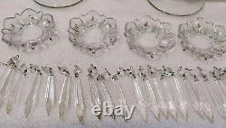 Pair Of Vintage Candle Holder Set w Bobeches Cups w Crystal Prisms