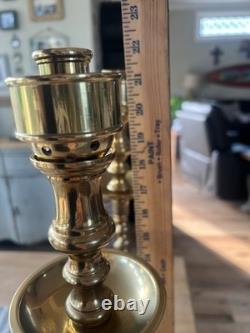 Pair Of Vintage Church Alter Tall Brass Candle Sticks Candle Holders 21.5 Tall