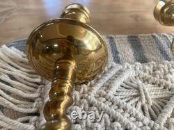 Pair Of Vintage Church Alter Tall Brass Candle Sticks Candle Holders 21.5 Tall