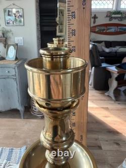Pair Of Vintage Church Alter Tall Brass Candle Sticks Candle Holders 21.5 Tall