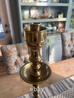 Pair Of Vintage Church Alter Tall Brass Candle Sticks Candle Holders 21.5 Tall