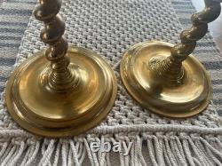 Pair Of Vintage Church Alter Tall Brass Candle Sticks Candle Holders 21.5 Tall