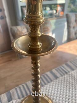 Pair Of Vintage Church Alter Tall Brass Candle Sticks Candle Holders 21.5 Tall