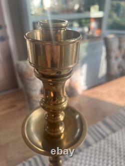 Pair Of Vintage Church Alter Tall Brass Candle Sticks Candle Holders 21.5 Tall