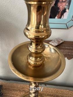 Pair Of Vintage Church Alter Tall Brass Candle Sticks Candle Holders 21.5 Tall