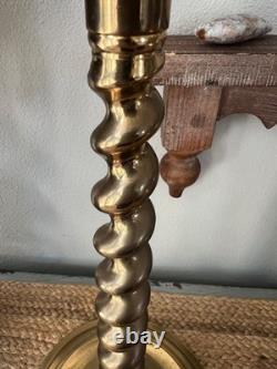 Pair Of Vintage Church Alter Tall Brass Candle Sticks Candle Holders 21.5 Tall