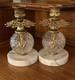 Pair Of Vintage Hollywood Regency Glass, Gilt, And Marble Candle Holders