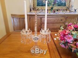 Pair Of Waterford Lismore 2 Light Candelabra Model C2 With Mahogany Bases
