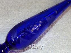 Pair PAIRPOINT Cobalt Blue Glass Grape & Leaves Tall Candle Holder Candlesticks