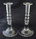 Pair Signed Steuben Colonial Blown Glass Candlesticks 9.5in