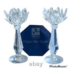 Pair Swarovski Tulip Crystal Candleholders Candle Holders 7600 NR 126
