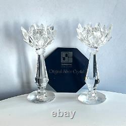 Pair Swarovski Tulip Crystal Candleholders Candle Holders 7600 NR 126