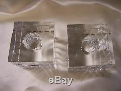 Pair Tiffany & Co. Crystal Candlesticks- 2 1/4 Square withOriginal Label Intact