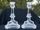 Pair Tiffany & Co. Dolphin Koi Fish Crystal Glass Candlesticks Candle Holders