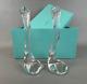 Pair Tiffany Crystal Bone Candlesticks-elsa Peretti-belgium Heart Base 80's, Box