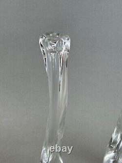 Pair Tiffany Crystal Bone Candlesticks-Elsa Peretti-Belgium Heart Base 80's, box