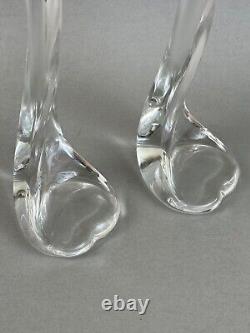 Pair Tiffany Crystal Bone Candlesticks-Elsa Peretti-Belgium Heart Base 80's, box