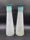 Pair Toyo Scavo Glass Verdigris Bronze Asymmetrical Candle Holders Candlesticks