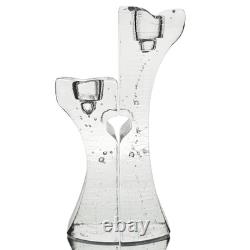 Pair VTG Kosta Boda Kjell Engman Sweethearts Glass Candle Holders Swedish 12