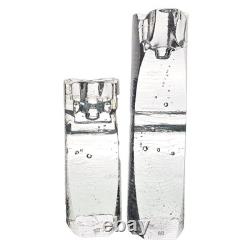 Pair VTG Kosta Boda Kjell Engman Sweethearts Glass Candle Holders Swedish 12