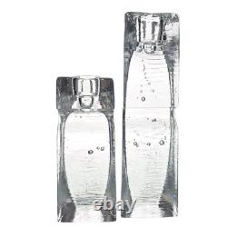 Pair VTG Kosta Boda Kjell Engman Sweethearts Glass Candle Holders Swedish 12