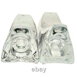 Pair VTG Kosta Boda Kjell Engman Sweethearts Glass Candle Holders Swedish 12