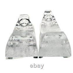 Pair VTG Kosta Boda Kjell Engman Sweethearts Glass Candle Holders Swedish 12