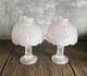 Pair? Vtg Soft Pink Satin Glass Pedestal Fairy Lamps 2 Pc Votive Holders 5.5
