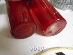 Pair Vintage 1938 Red Casket Saint Mary's Candle Holders Church Funeral Home