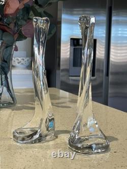 Pair Vintage Elsa Peretti for Tiffany & Co. Crystal Bone Series Candlesticks