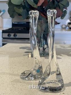 Pair Vintage Elsa Peretti for Tiffany & Co. Crystal Bone Series Candlesticks