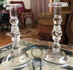 Pair Vintage Steuben Crystal 10.25 Baluster Teardrop Candlesticks, # 7746