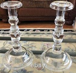 Pair Vintage Steuben Crystal 10.25 Baluster Teardrop Candlesticks, # 7746