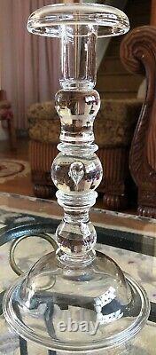 Pair Vintage Steuben Crystal 10.25 Baluster Teardrop Candlesticks, # 7746