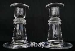 Pair Vintage Steuben Glass Teardrop Candle Holders David Hills Mid Century 4.5
