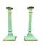 Pair Vintage Verdigris Brass Candlesticks Heavy Column Taper Holders 9