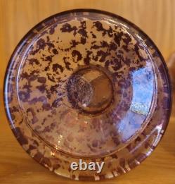 Pair Vtg Cristallerie Italian Candle Holders Hand Blown Art Glass Gold Leaf
